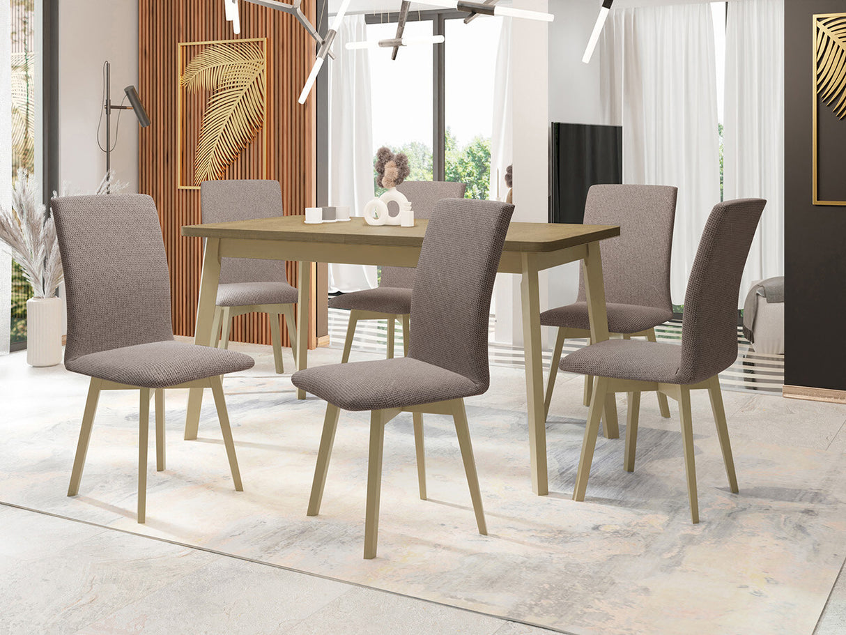 Étkezőgarnitúra Zestaw 24 (OSLO 6 + LUNA 2), Fa színe: Sonoma tölgy, Kárpit: Hygge 20