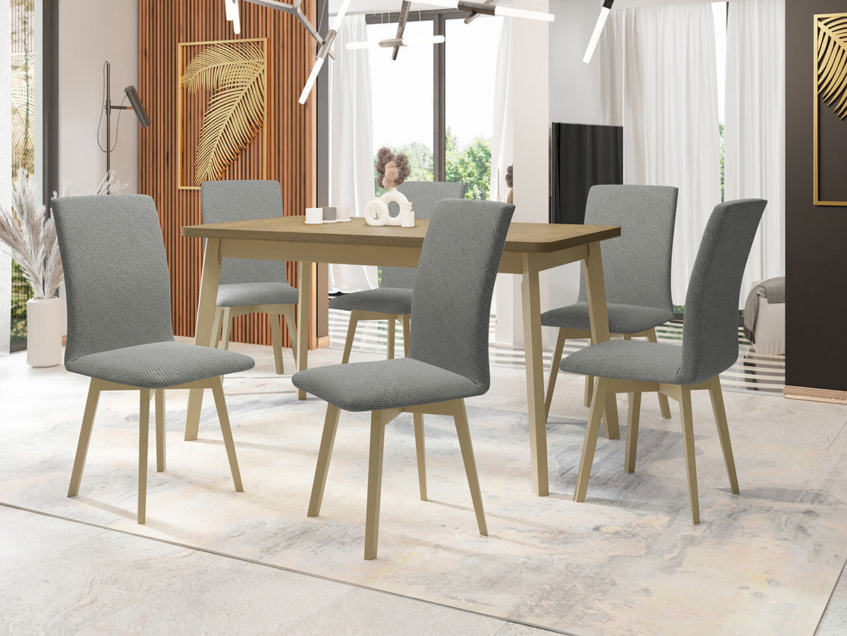 Étkezőgarnitúra Zestaw 24 (OSLO 6 + LUNA 2), Fa színe: Sonoma tölgy, Kárpit: Hygge 91