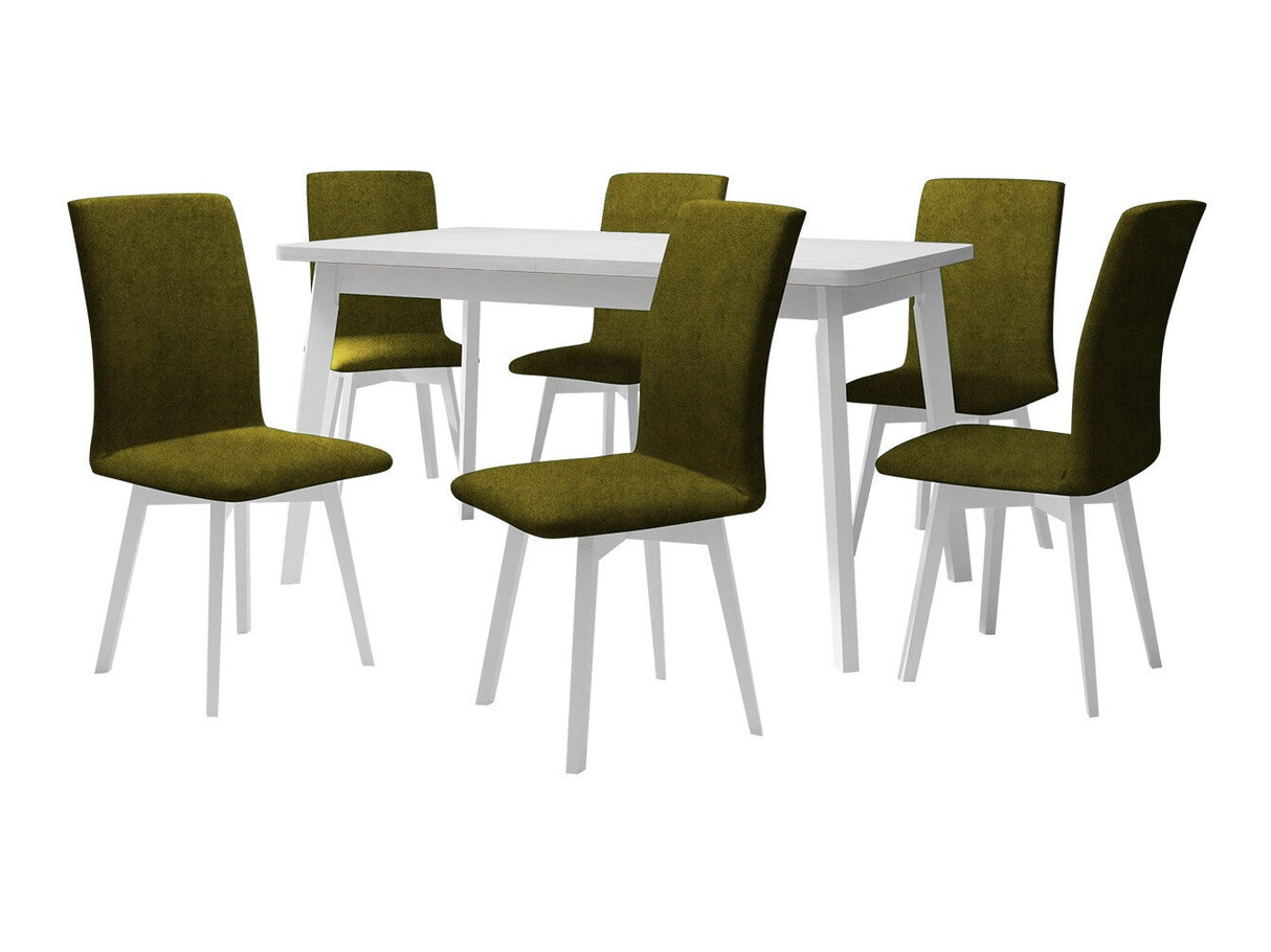 Étkezőgarnitúra Zestaw 24 (OSLO 6 + LUNA 2), Fa színe: Fehér, Kárpit: Zetta 297