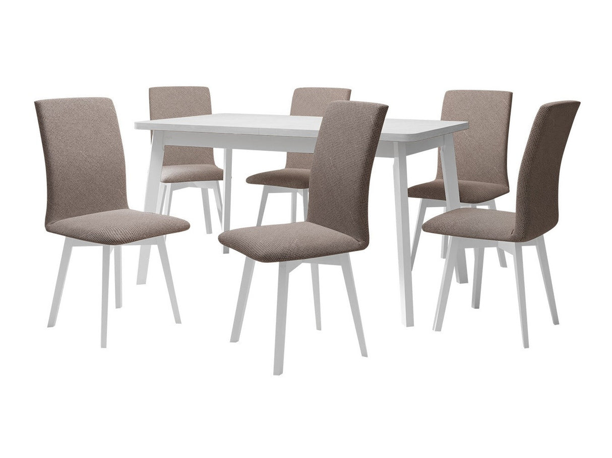 Étkezőgarnitúra Zestaw 24 (OSLO 6 + LUNA 2), Fa színe: Fehér, Kárpit: Hygge 20