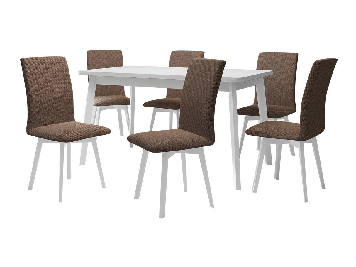 Étkezőgarnitúra Zestaw 24 (OSLO 6 + LUNA 2), Fa színe: Fehér, Kárpit: Soro 28