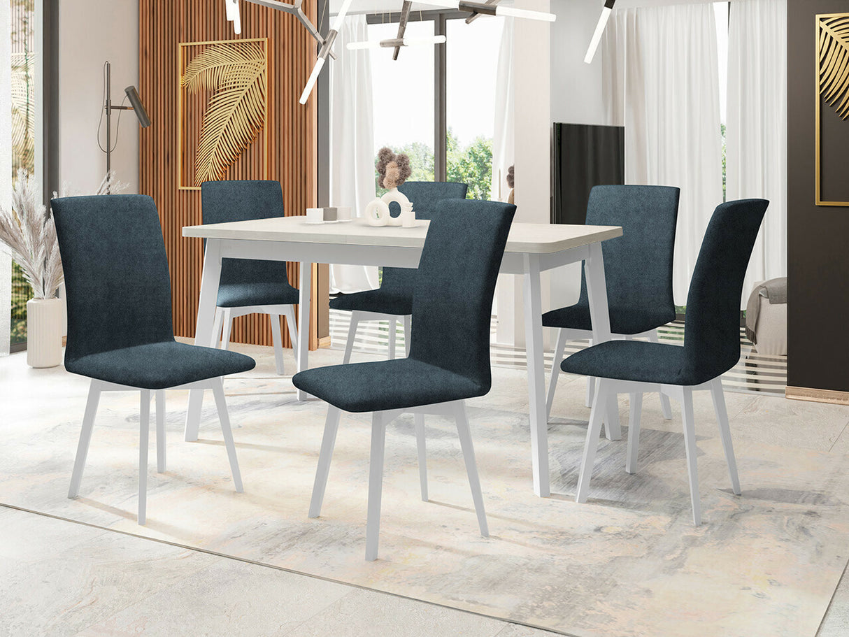 Étkezőgarnitúra Zestaw 24 (OSLO 6 + LUNA 2), Fa színe: Fehér, Kárpit: Zetta 300