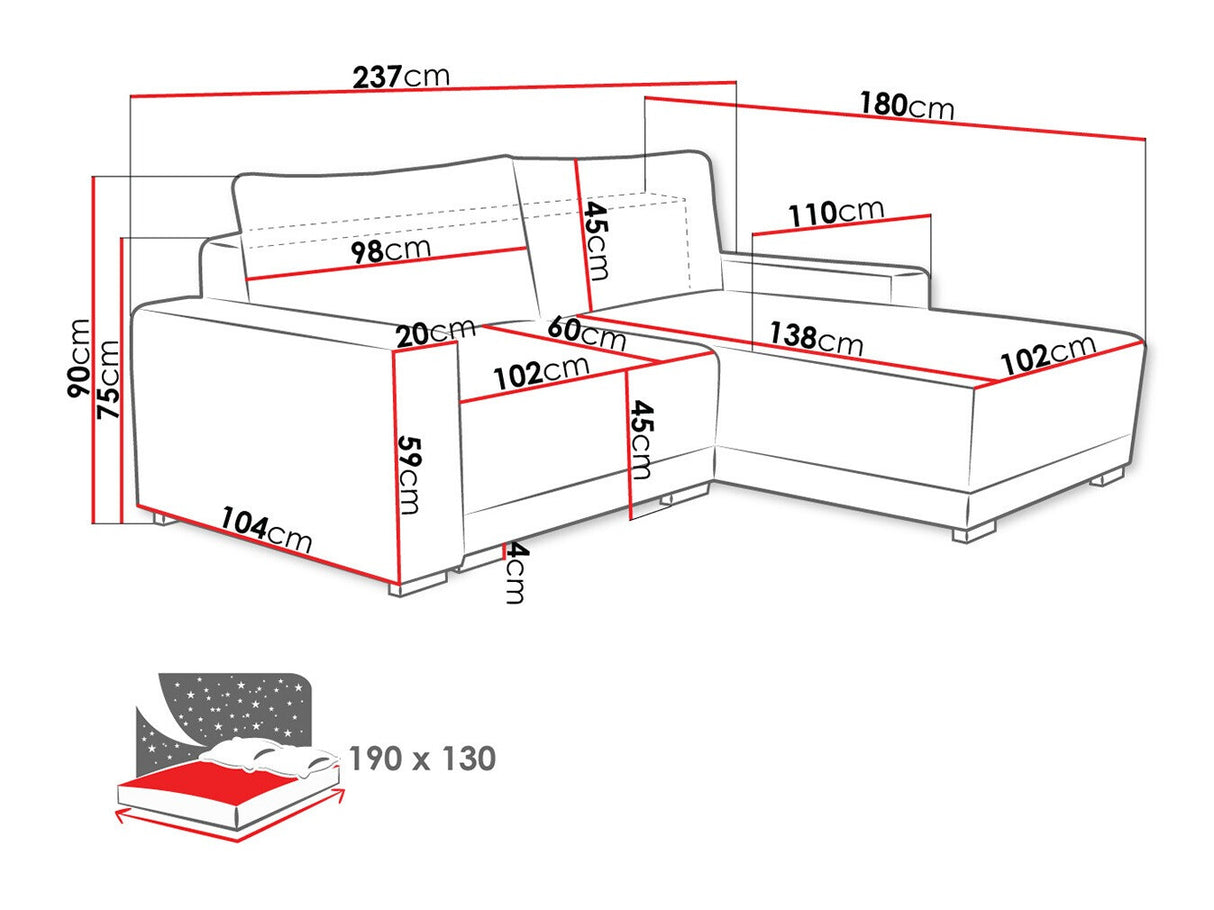 Sarokkanapé Narożnik PIANO-DM, Szín: Tilia 01