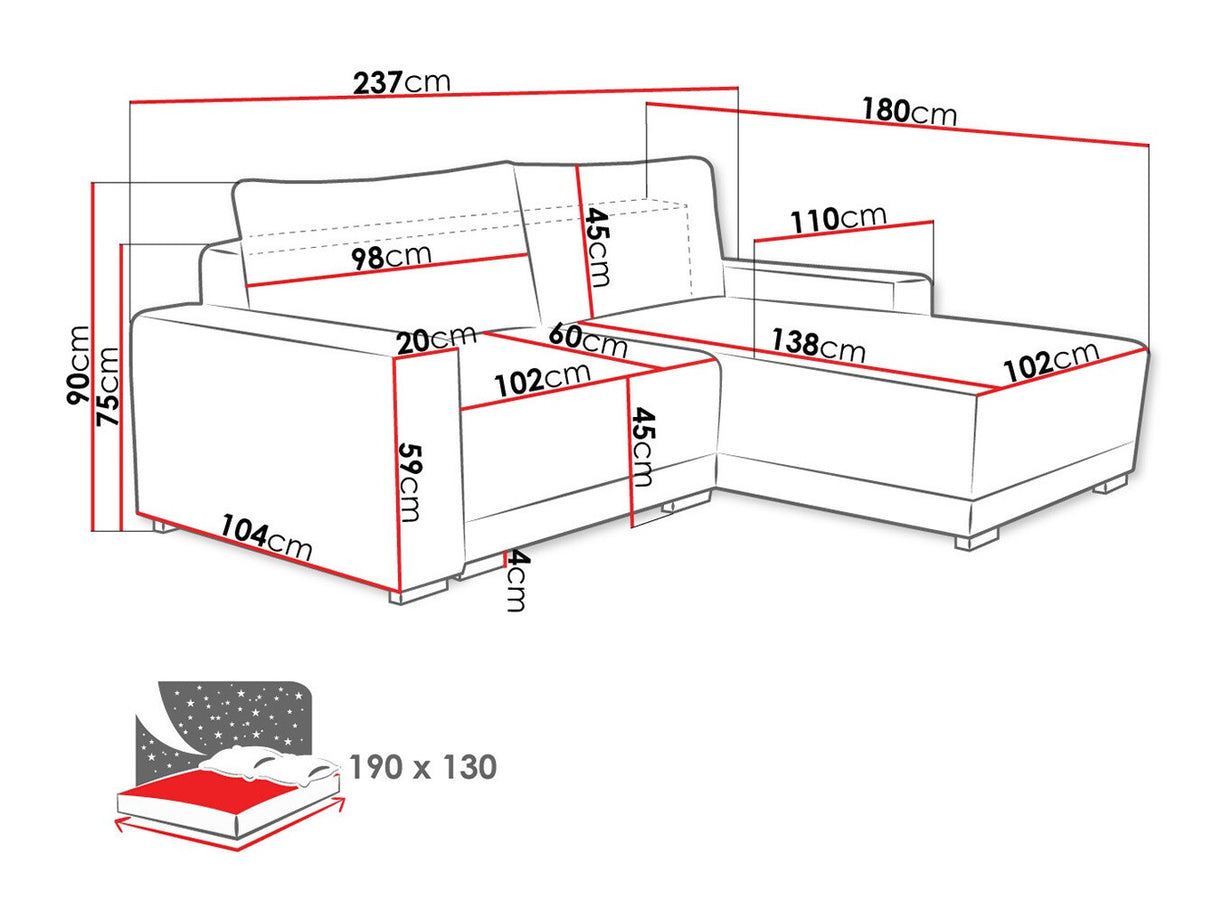 Sarokkanapé Narożnik PIANO-DM, Szín: Tilia 17