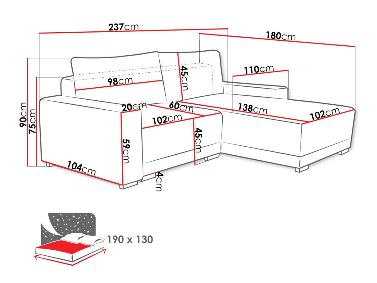 Sarokkanapé Narożnik PIANO-DM, Szín: Tilia 77