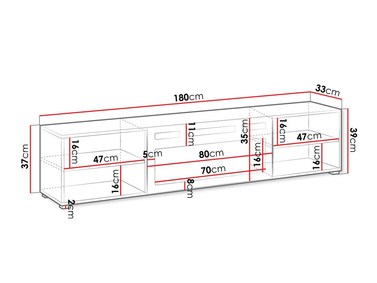 TV-állvány Szafka RTV POLO 180 EF + KOMINEK, Szín: Fehér + Fekete