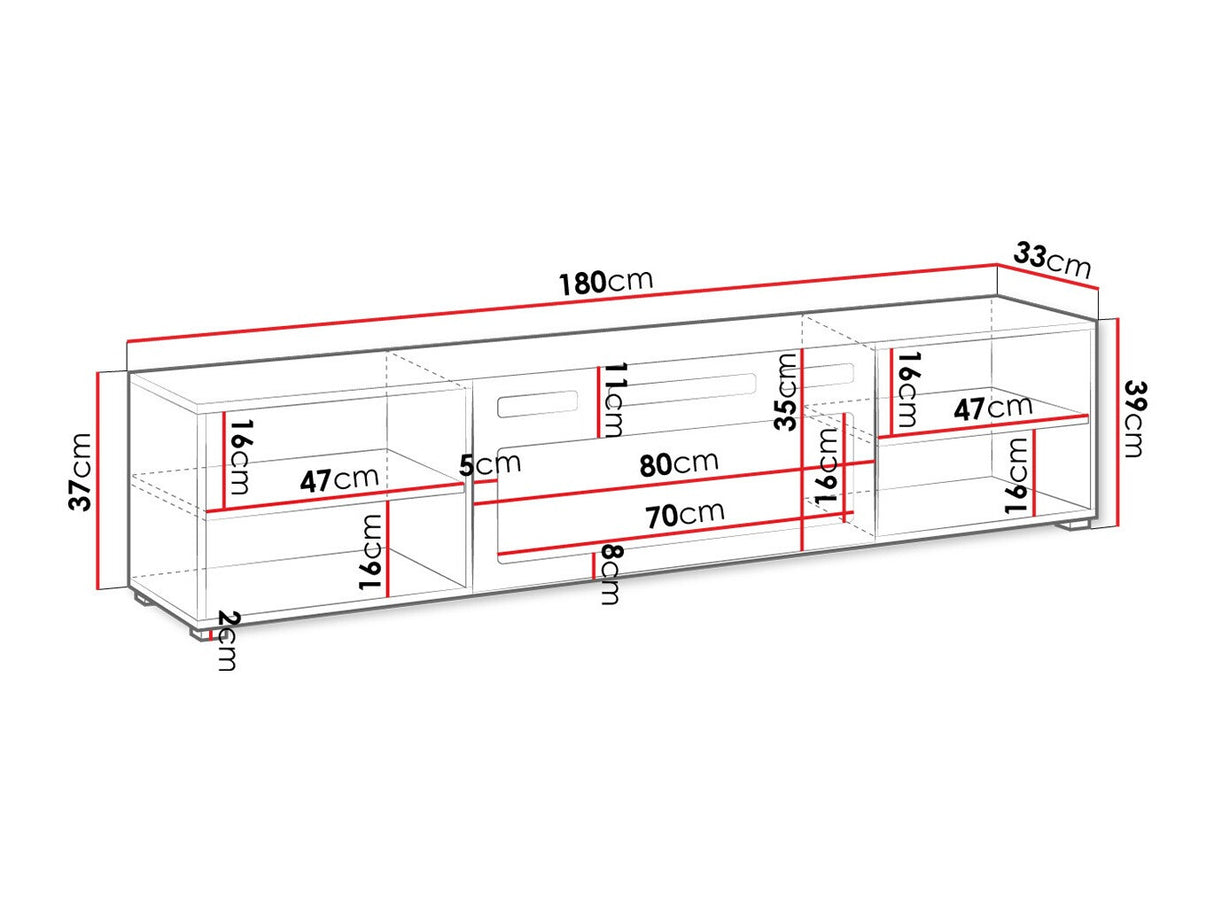 TV-állvány Szafka RTV POLO 180 EF + KOMINEK, Szín: Fekete