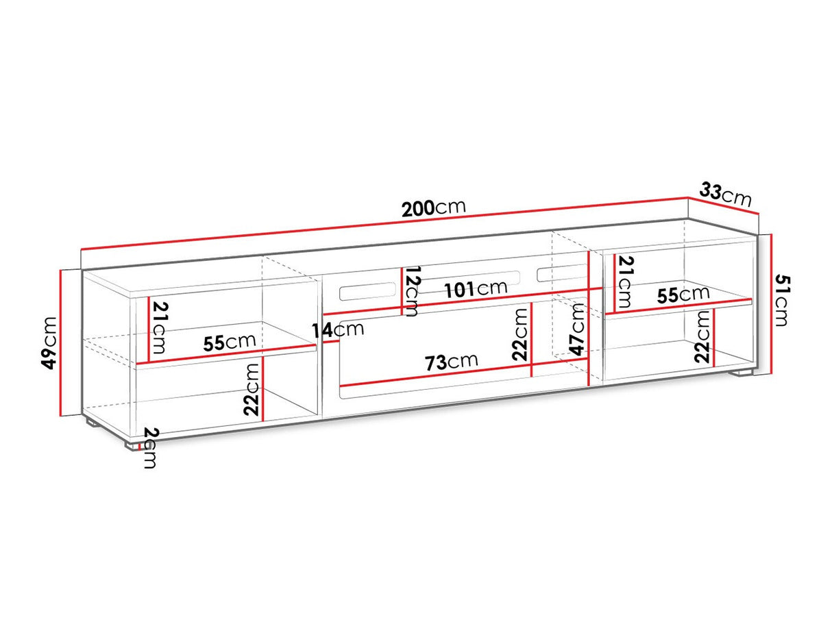 TV-állvány Szafka RTV POLO 200 EF + KOMINEK, Szín: Fekete