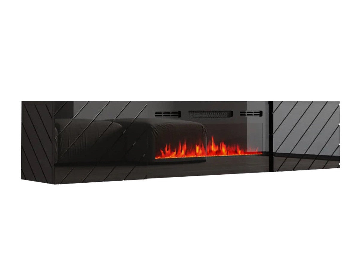 TV-állvány Szafka RTV LUXE EF + KOMINEK (Pinito), Szín: Fekete