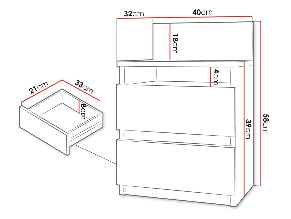 Éjjeliszekrény MALWA M1 (Osko OK1), Szín: Fehér