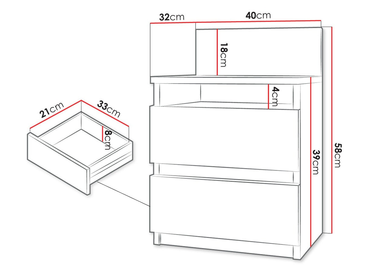 Éjjeliszekrény MALWA M1 (Osko OK1), Szín: Sonoma tölgy