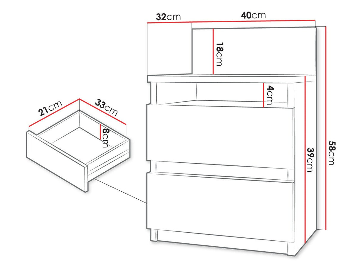 Éjjeliszekrény MALWA M1 (Osko OK1), Szín: Fekete