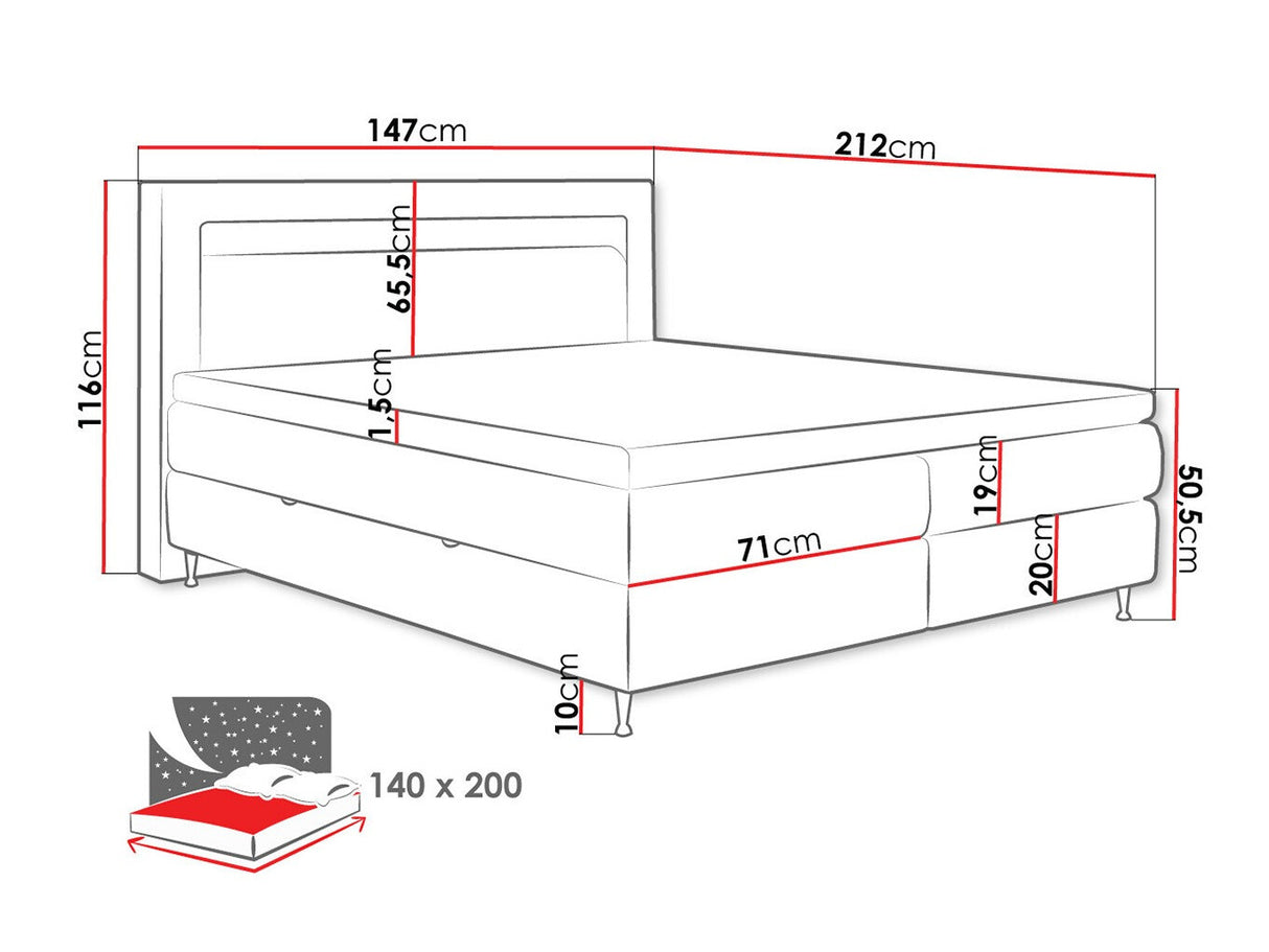 Kontinentális ágy Łoże kontynentalne OVO + TOPPER M, Szín: Fresh 32, Alvó felület mérete: 140 x 200 cm