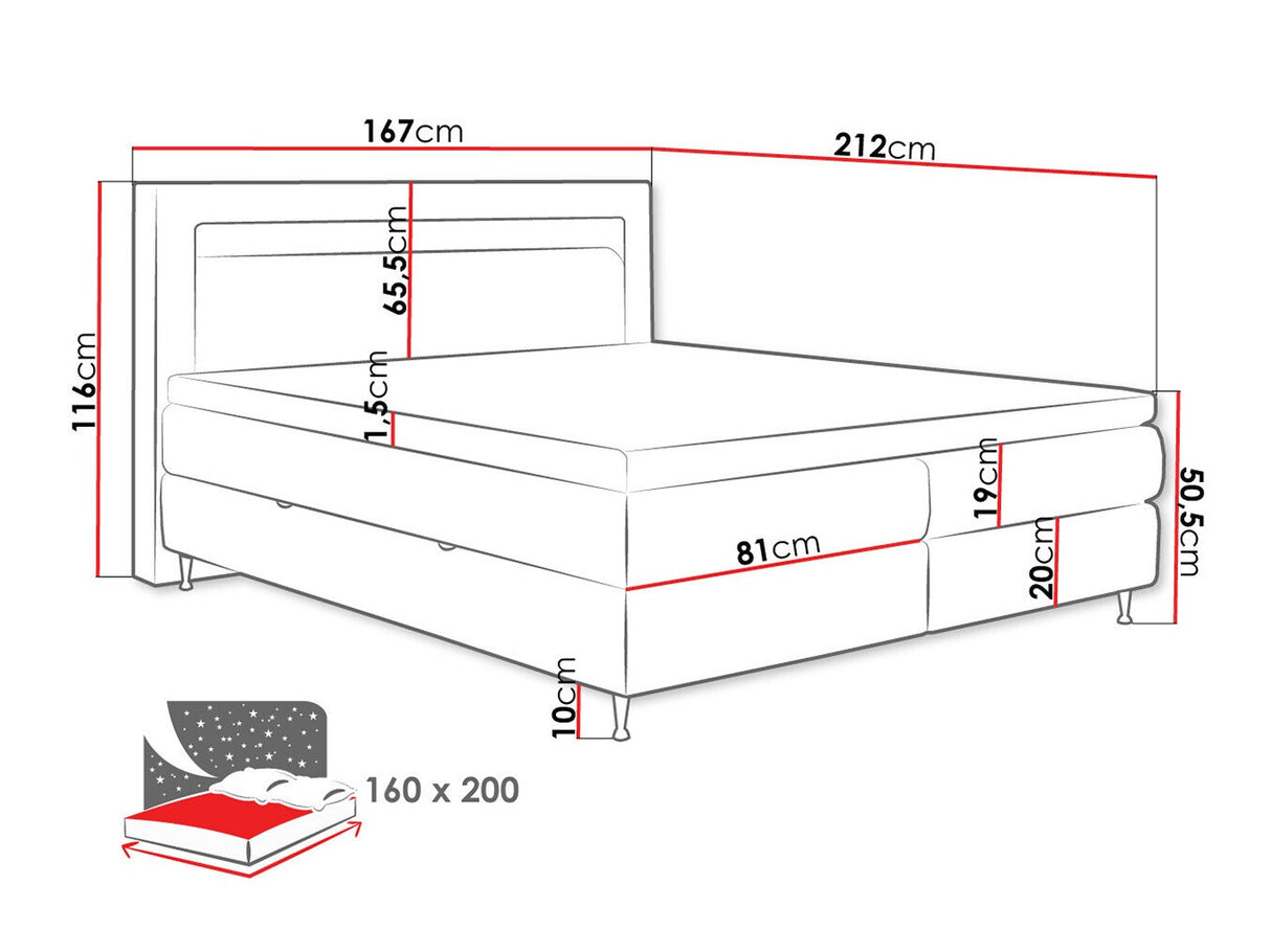 Kontinentális ágy Łoże kontynentalne OVO + TOPPER M, Szín: Fresh 01, Alvó felület mérete: 160 x 200 cm
