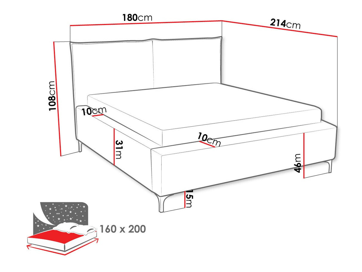 Ágy Łóżko tapicerowane LEON (Camtalo Cord), Szín: Poso 02, Alvó felület mérete: 160 x 200 cm