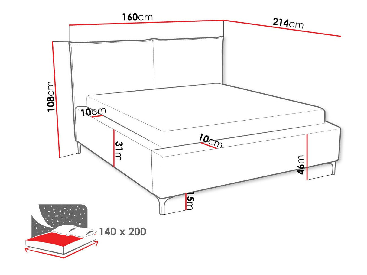 Ágy Łóżko tapicerowane LEON (Camtalo Cord), Szín: Poso 110, Alvó felület mérete: 140 x 200 cm