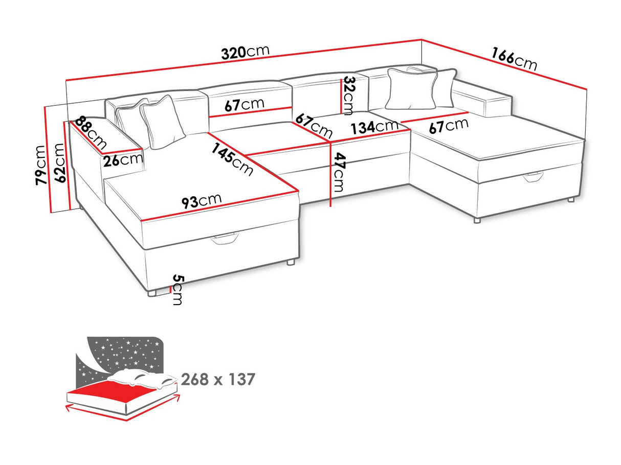 Sarokkanapé Narożnik SANTOS U (Sokoz U), Szín: Poso 14