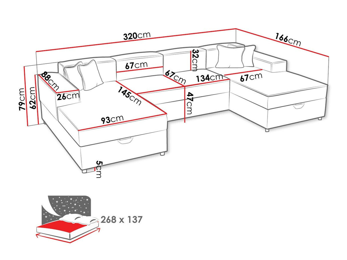 Sarokkanapé Narożnik SANTOS U (Sokoz U), Szín: Poso 34