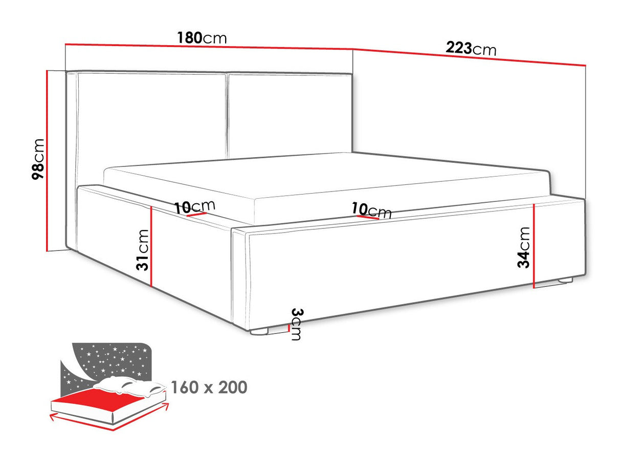 Ágy Łóżko tapicerowane SANTOS, Szín: Manila 02, Alvó felület mérete: 160 x 200 cm