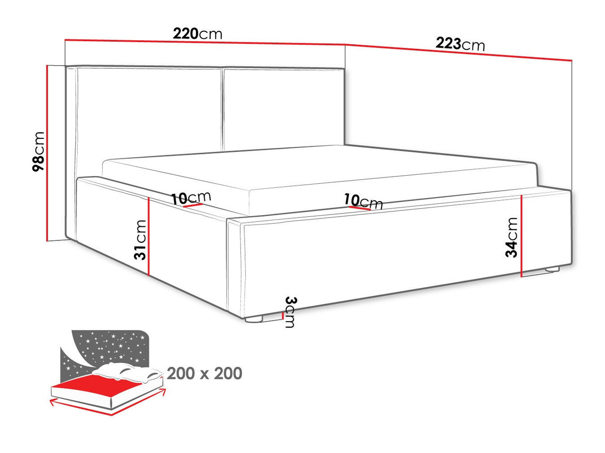 Ágy Łóżko tapicerowane SANTOS, Szín: Manila 02, Alvó felület mérete: 200 x 200 cm