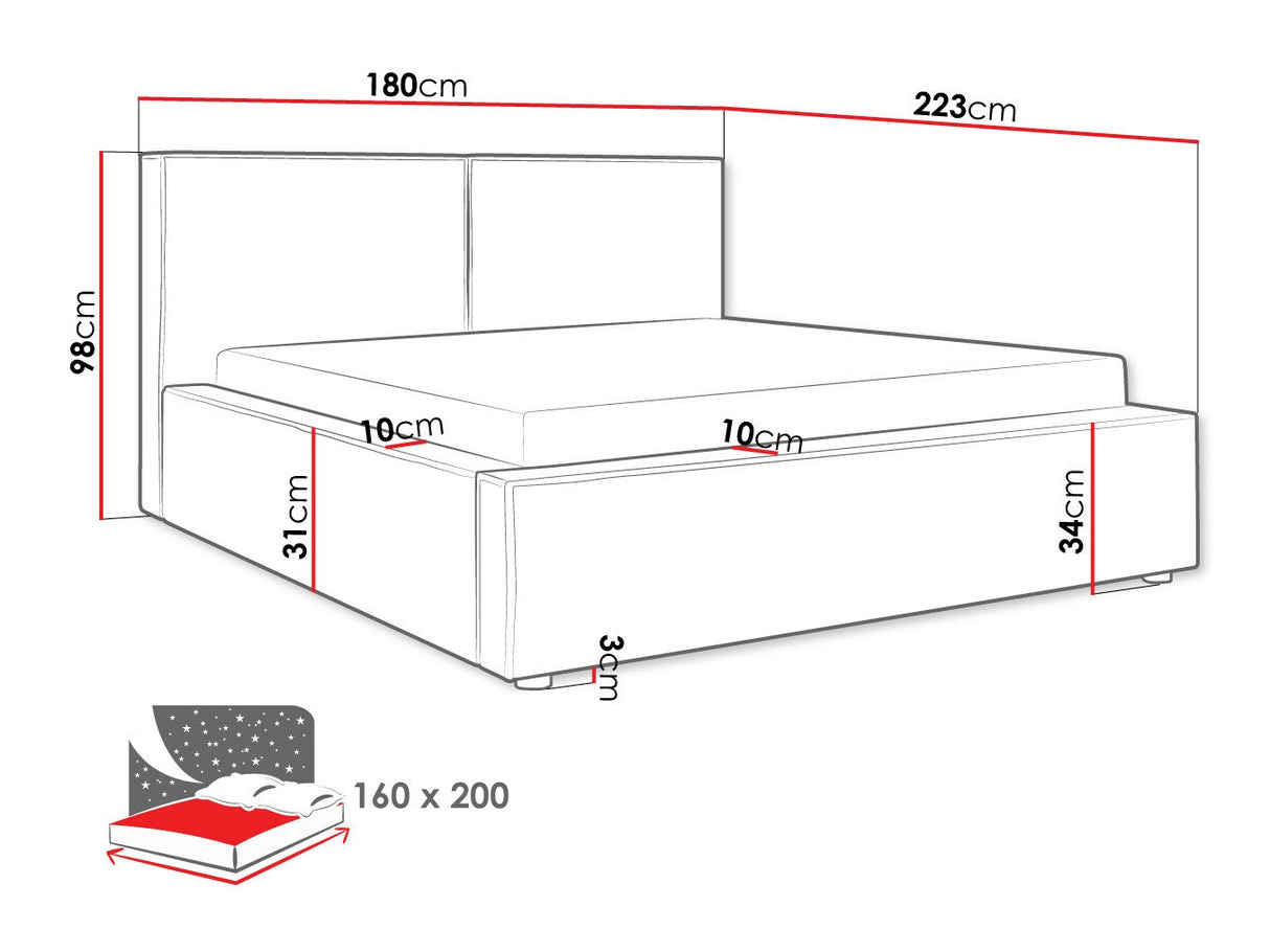 Ágy Łóżko tapicerowane SANTOS, Szín: Manila 18, Alvó felület mérete: 160 x 200 cm