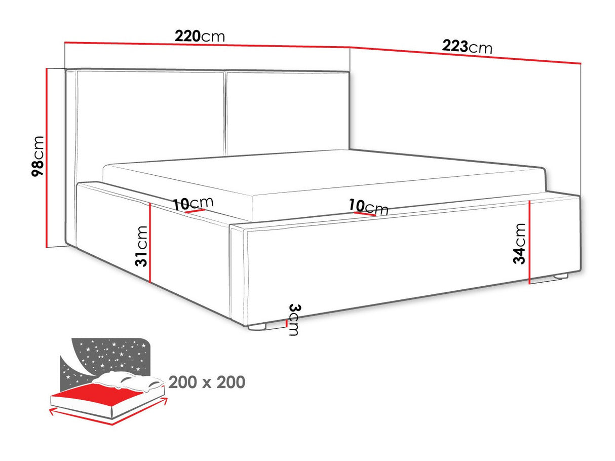 Ágy Łóżko tapicerowane SANTOS, Szín: Manila 18, Alvó felület mérete: 200 x 200 cm