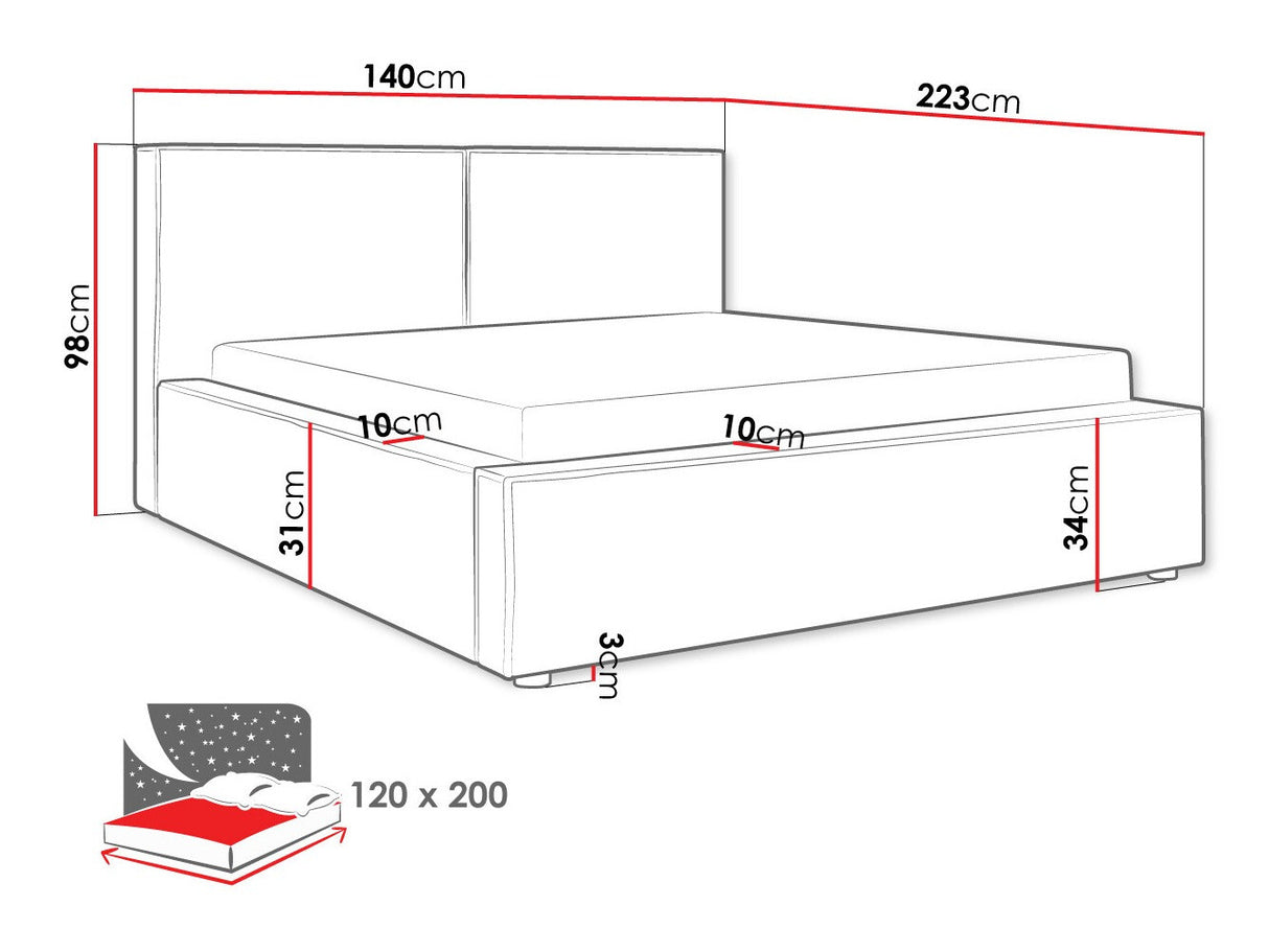 Ágy Łóżko tapicerowane SANTOS, Szín: Manila 20, Alvó felület mérete: 120 x 200 cm