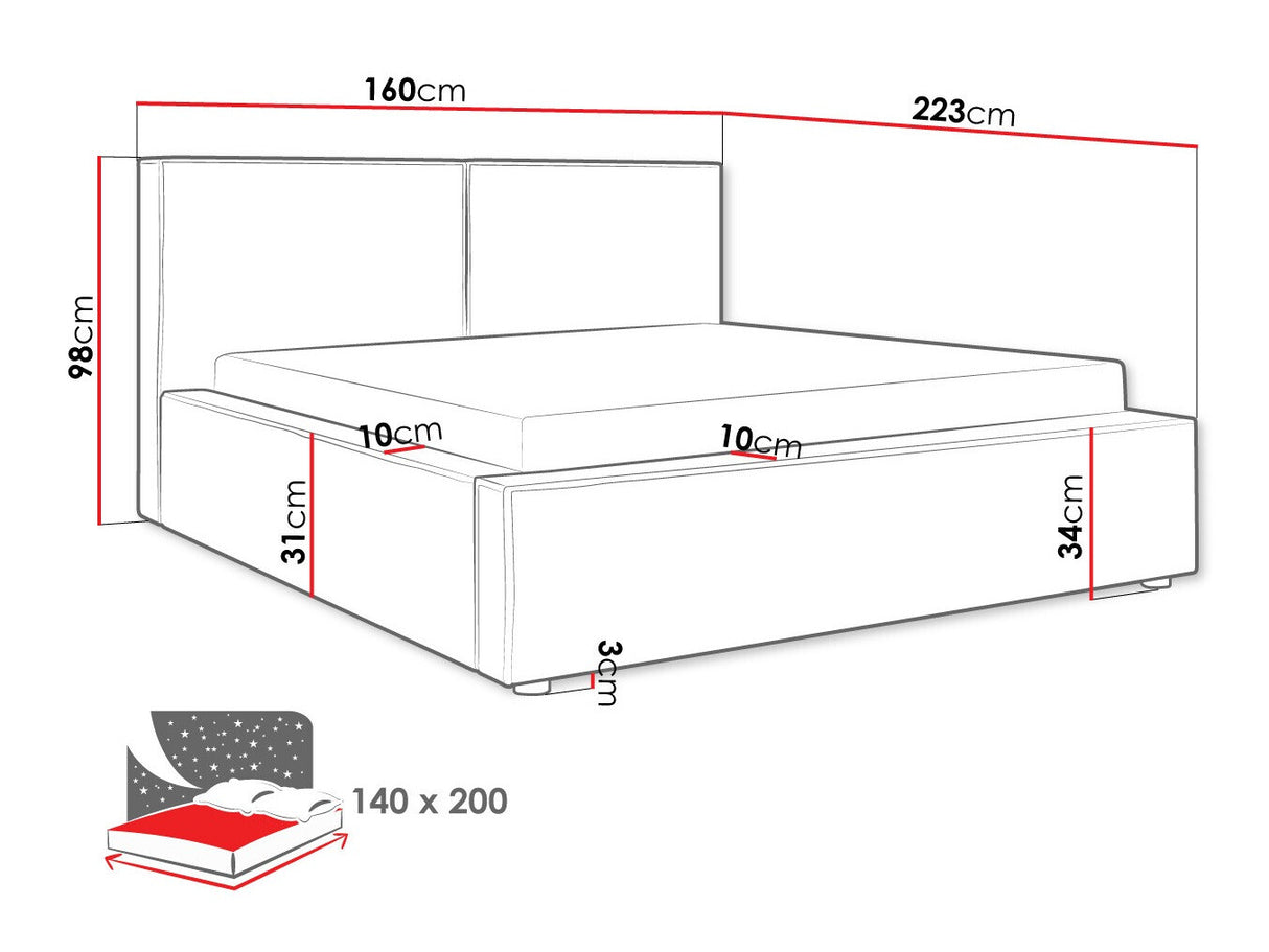 Ágy Łóżko tapicerowane SANTOS, Szín: Manila 20, Alvó felület mérete: 140 x 200 cm