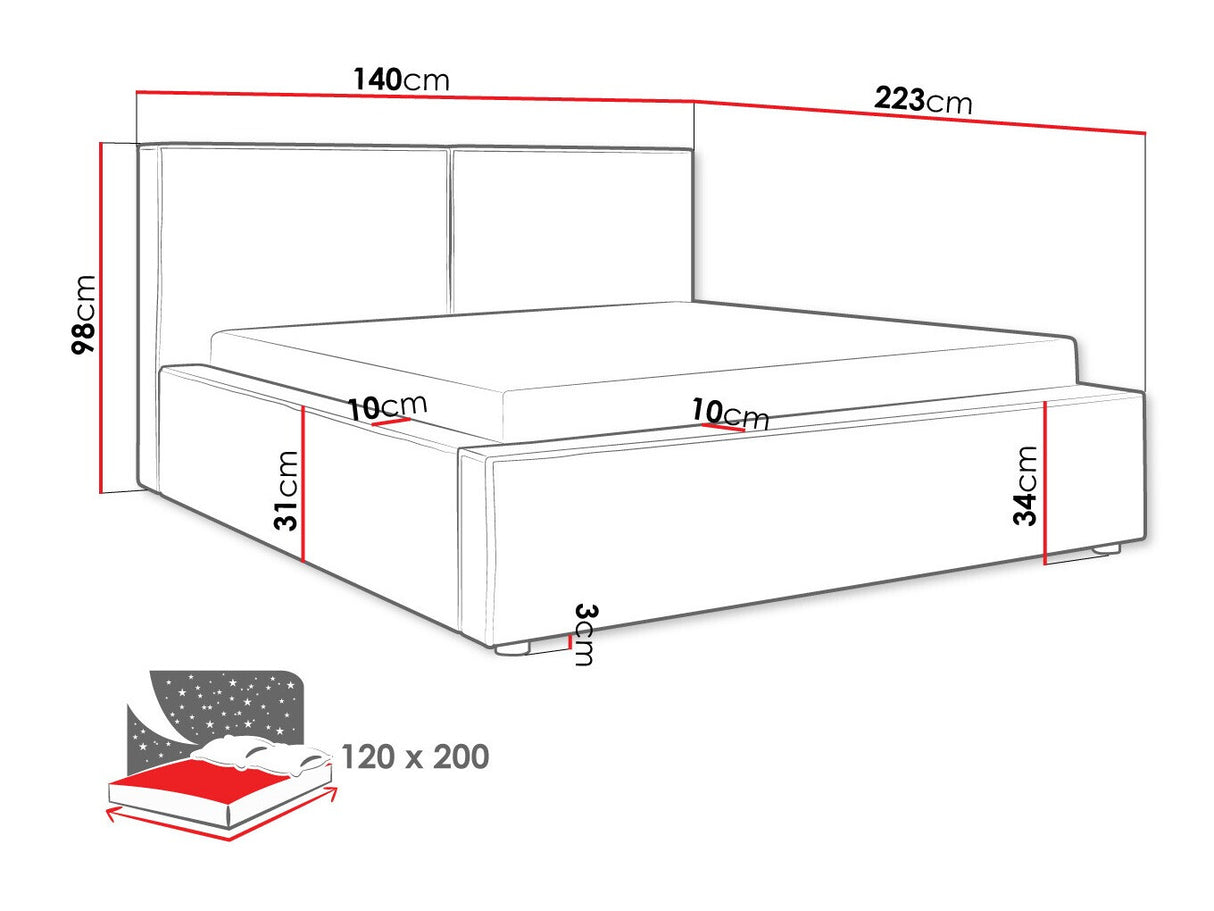 Ágy Łóżko tapicerowane SANTOS, Szín: Manila 37, Alvó felület mérete: 120 x 200 cm