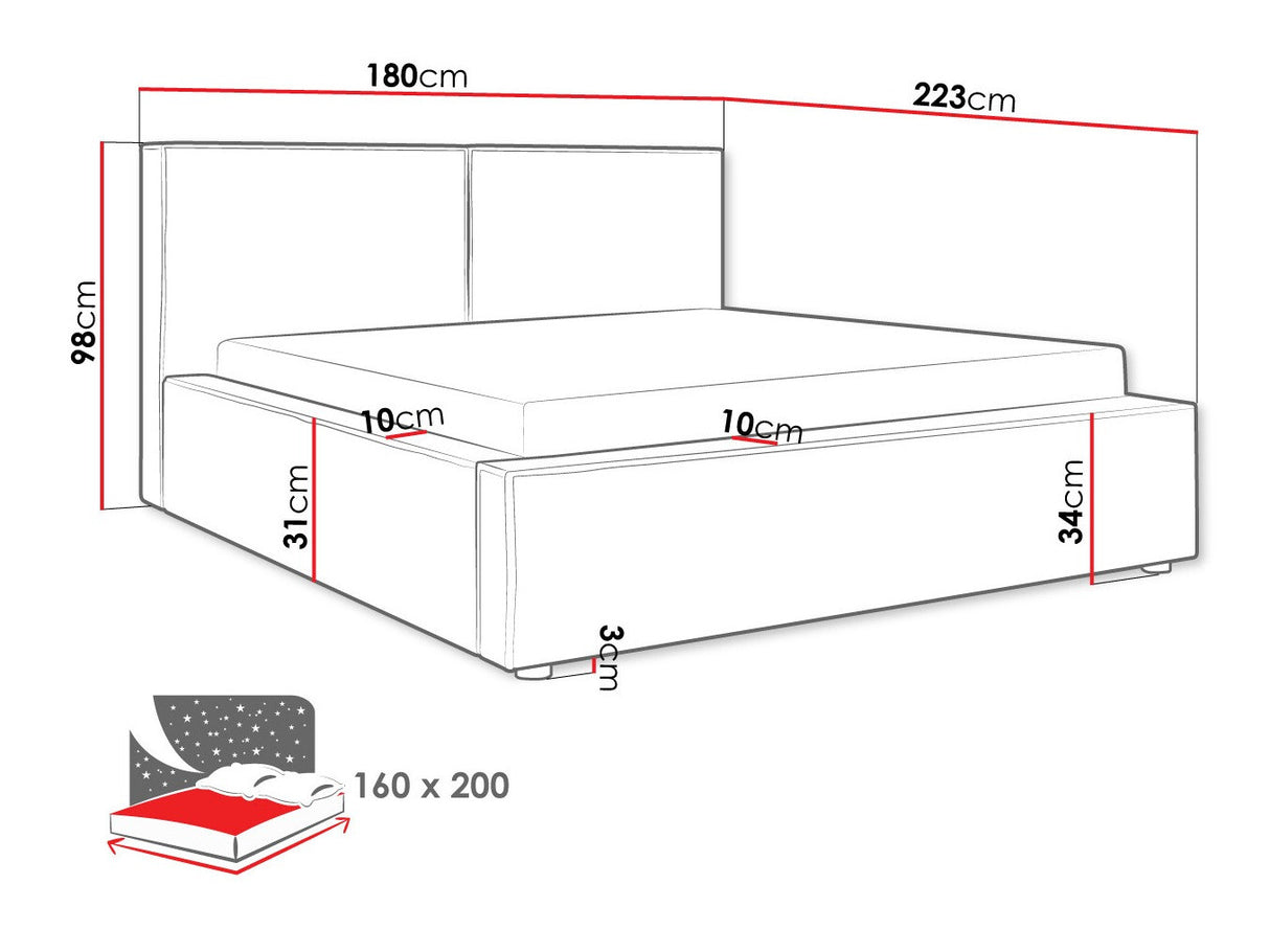Ágy Łóżko tapicerowane SANTOS, Szín: Manila 37, Alvó felület mérete: 160 x 200 cm