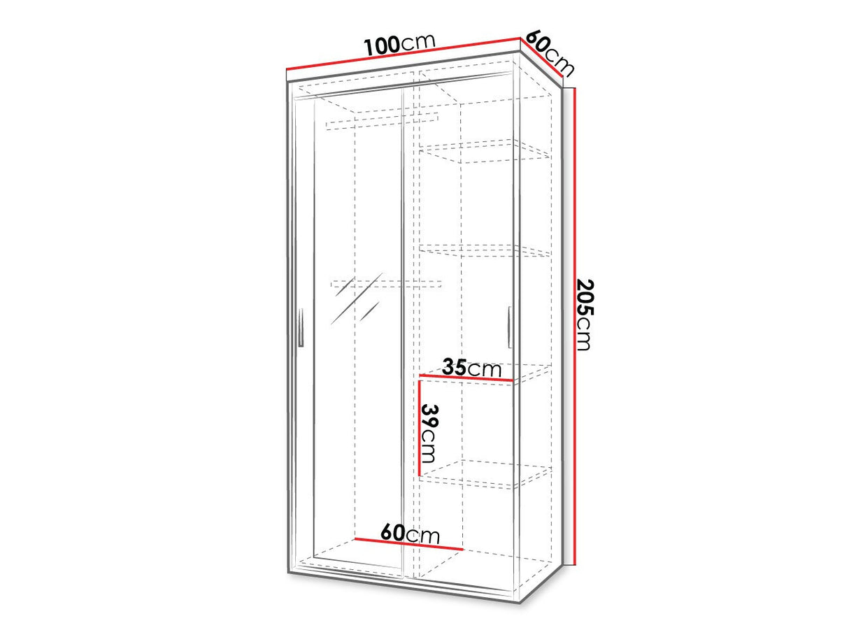 Gardróbszekrény Szafa REJAT 100 Biały/Lustro 5903211293580