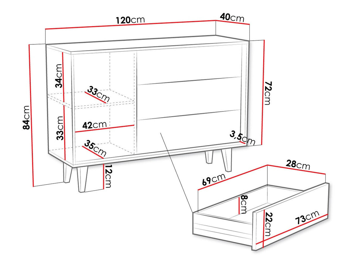 Komód Komoda FERIDO 1D3SZ Dąb Artisan