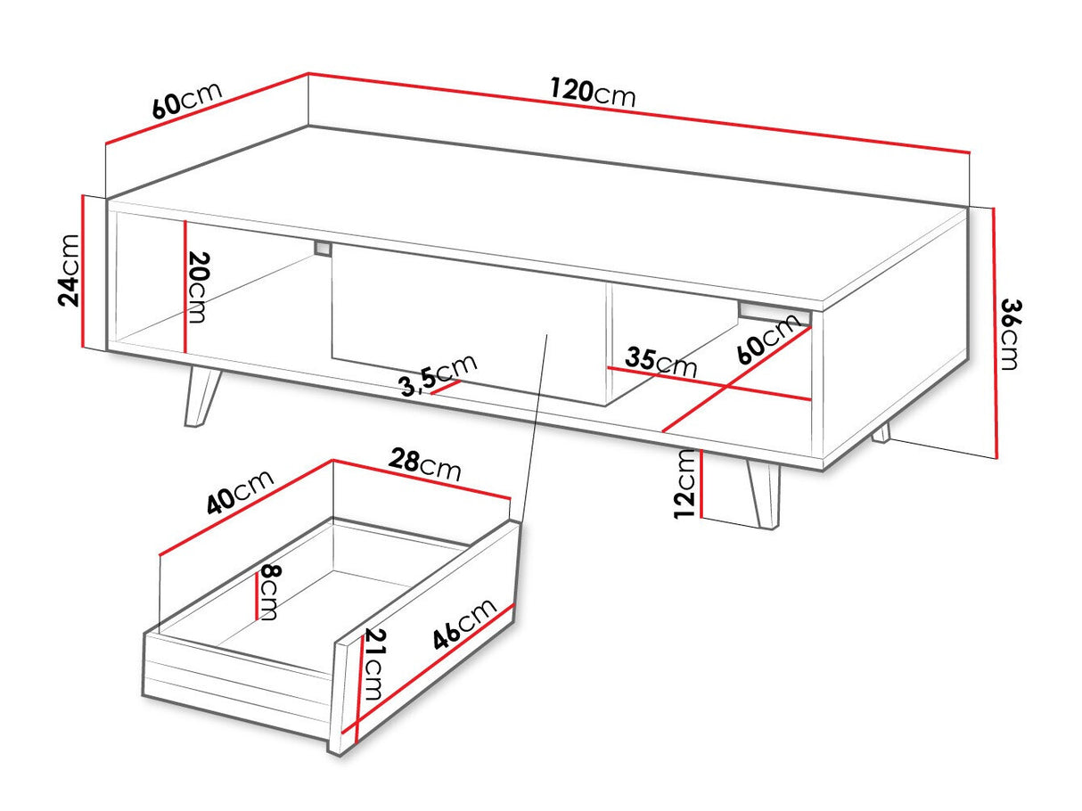 Dohányzóasztal Stolik kawowy FERIDO 1SZ Dąb Artisan 5903211293313