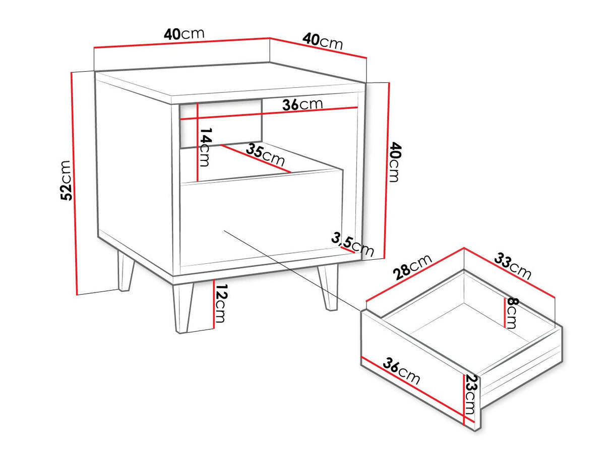 Éjjeliszekrény Stolik nemcny FERIDO 1SZ Dąb Artisan 5903211293320