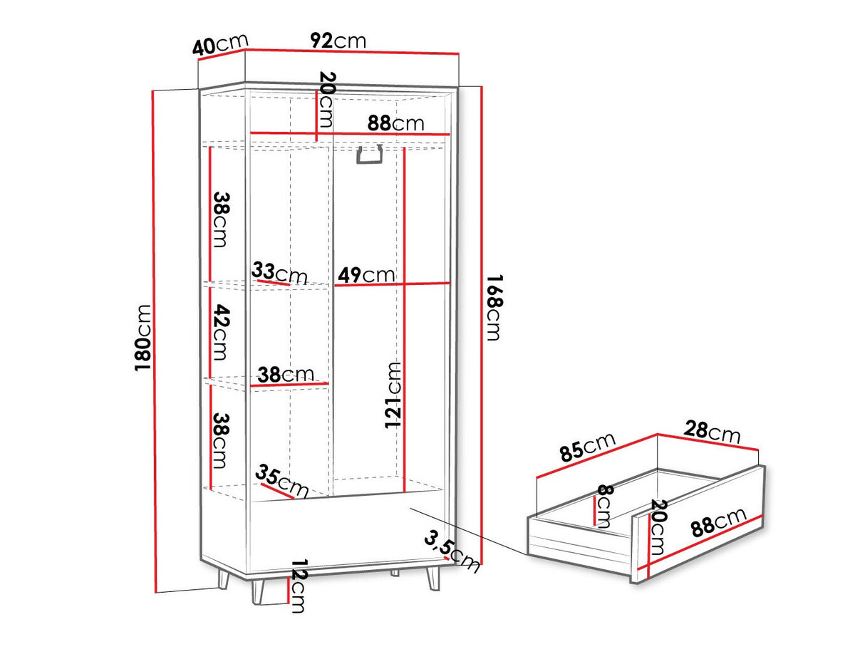 Gardróbszekrény Szafa FERIDO 2D1SZ Dąb Artisan 5903211293337