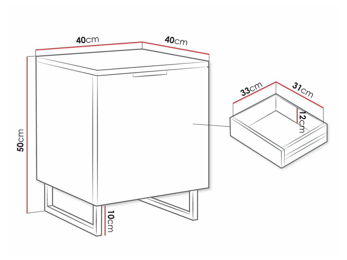 Éjjeliszekrény Szafka nemcna 45 DELINO, Szín: Zöld + Fekete