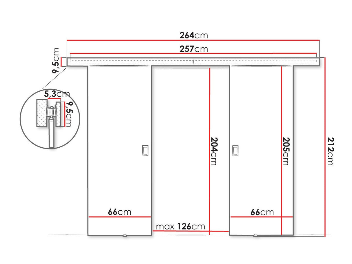 Tolóajtók Drzwi WERDI DUO 132 + 2x samodomykacz, Szín: Sötét kőris