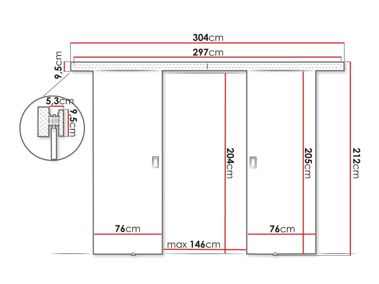 Tolóajtók Drzwi WERDI DUO 152 + 2x samodomykacz, Szín: Fehér