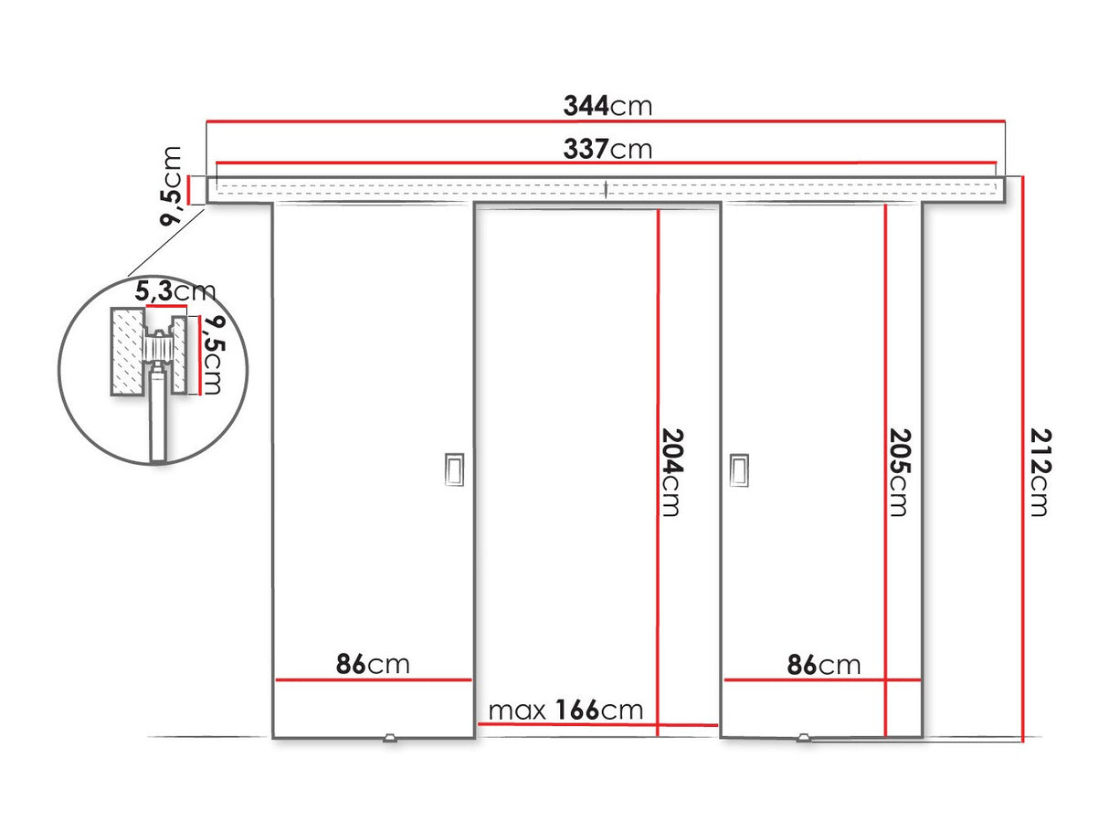 Tolóajtók Drzwi WERDI DUO 172 + 2x samodomykacz, Szín: Grafit