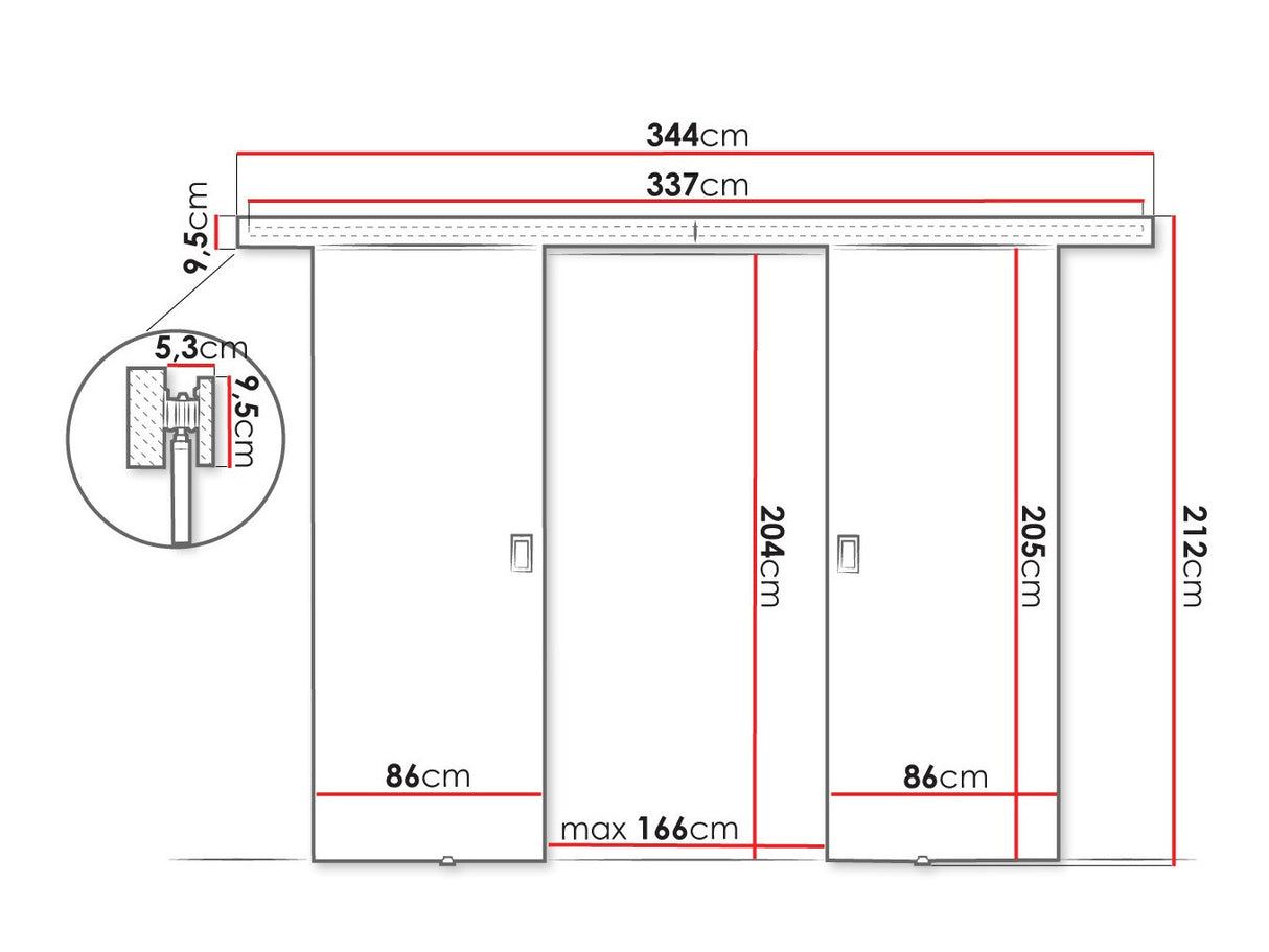 Tolóajtók Drzwi WERDI DUO 172 + 2x samodomykacz, Szín: Sonoma tölgy