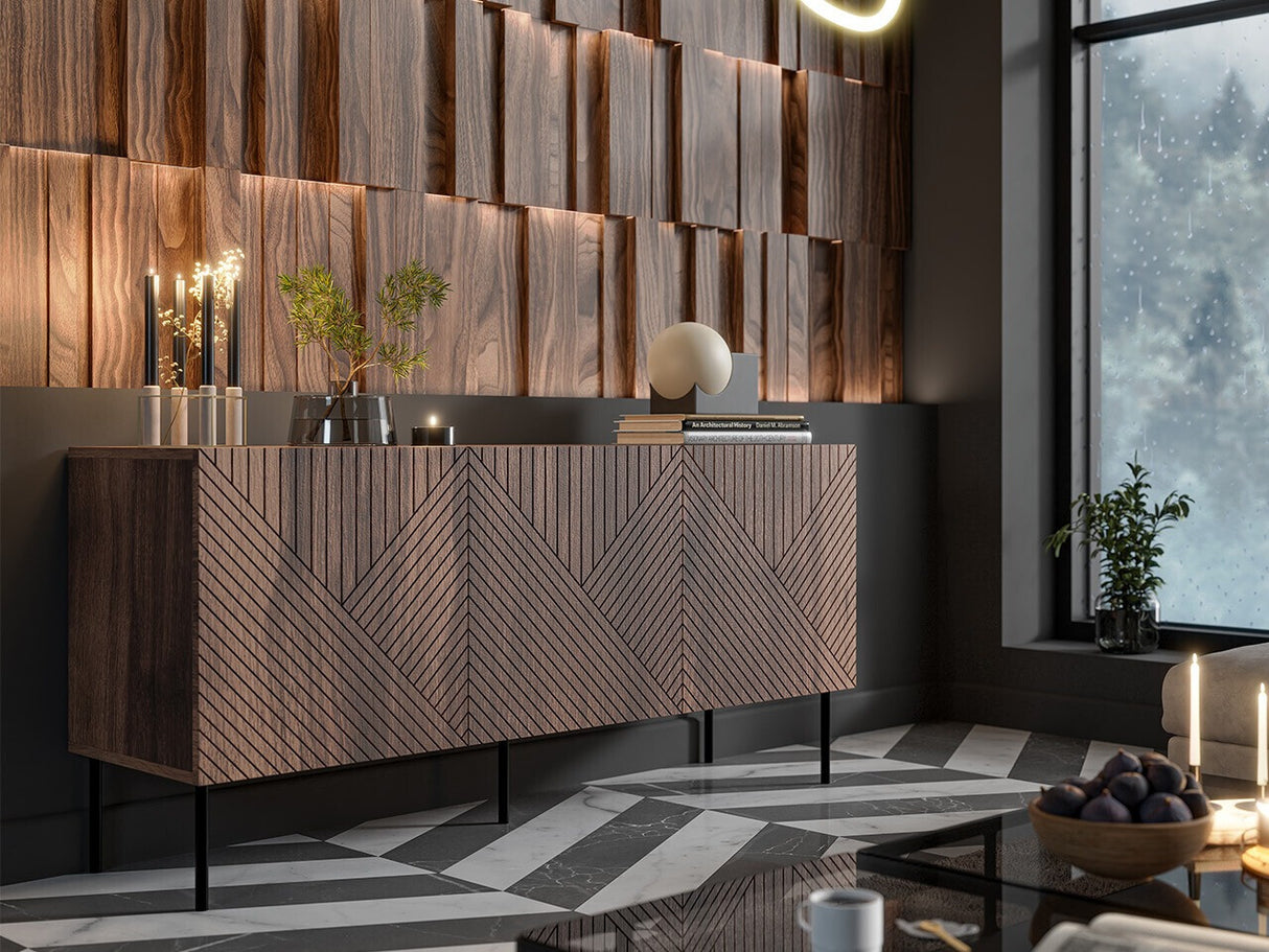 Szekrény ART DECO 3D 150 Orzech Warmia/Orzech Warmia Lakierowany