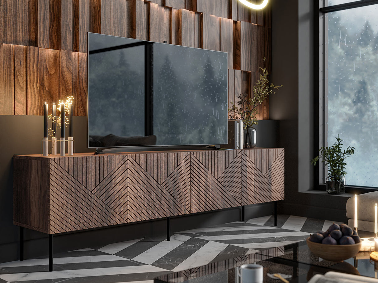 TV-állvány Szafka RTV ART DECO 190 4D Orzech Warmia/Orzech Warmia Lakierowany