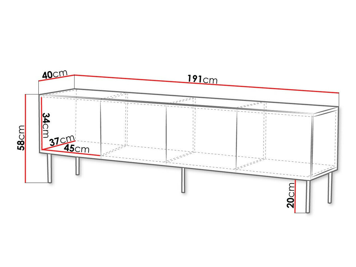 TV-állvány Szafka RTV ART DECO 190 4D Orzech Warmia/Orzech Warmia Lakierowany