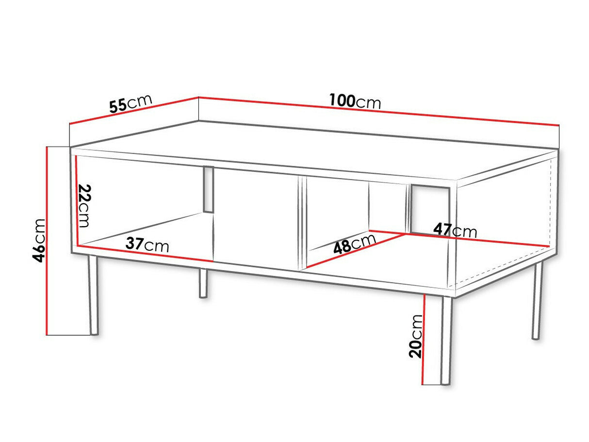 Dohányzóasztal Ława ART DECO Orzech Warmia/Orzech Warmia Lakierowany