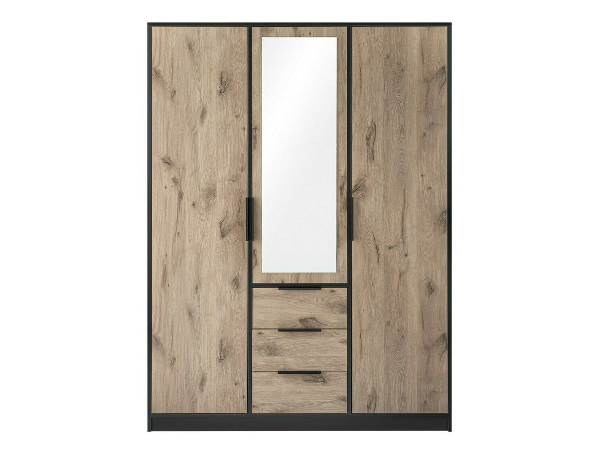 Gardróbszekrény Szafa LATI D3 + nadstawka Czarny/Dąb Viking/Lustro