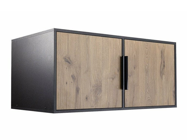 Gardróbszekrény Szafa LATI D2 + nadstawka Czarny/Dąb Viking/Lustro