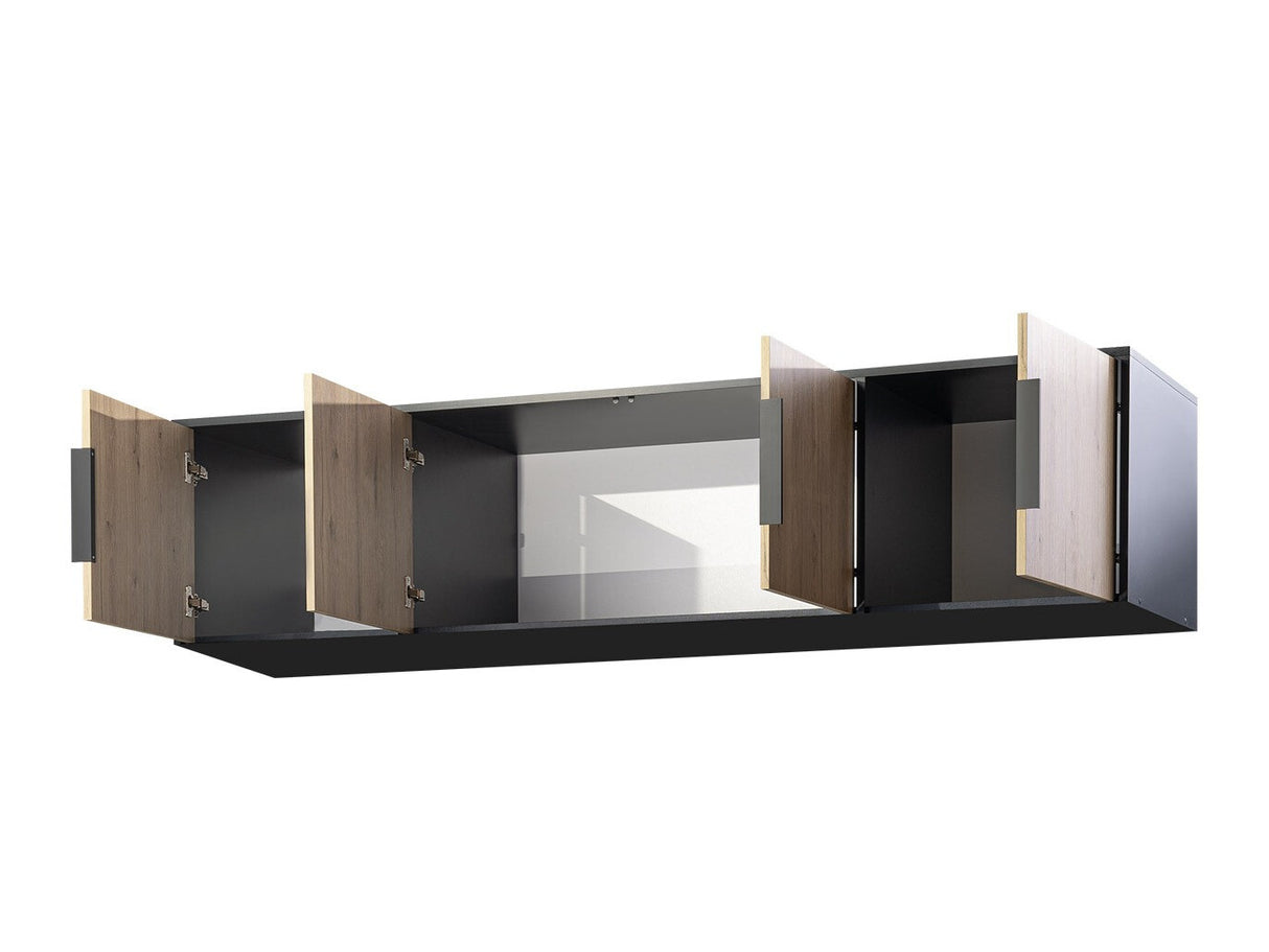 Gardróbszekrény Szafa LATI D4 + nadstawka Czarny/Dąb Viking/Lustro