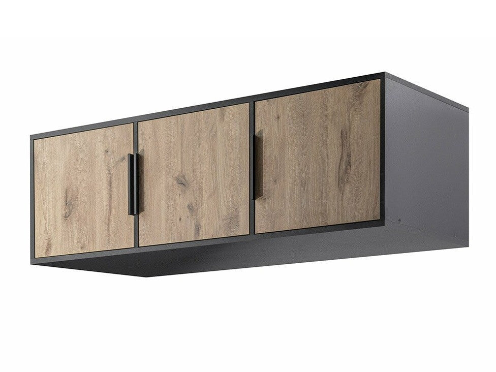 Gardróbszekrény Szafa LATI D3 + nadstawka Czarny/Dąb Viking/Lustro