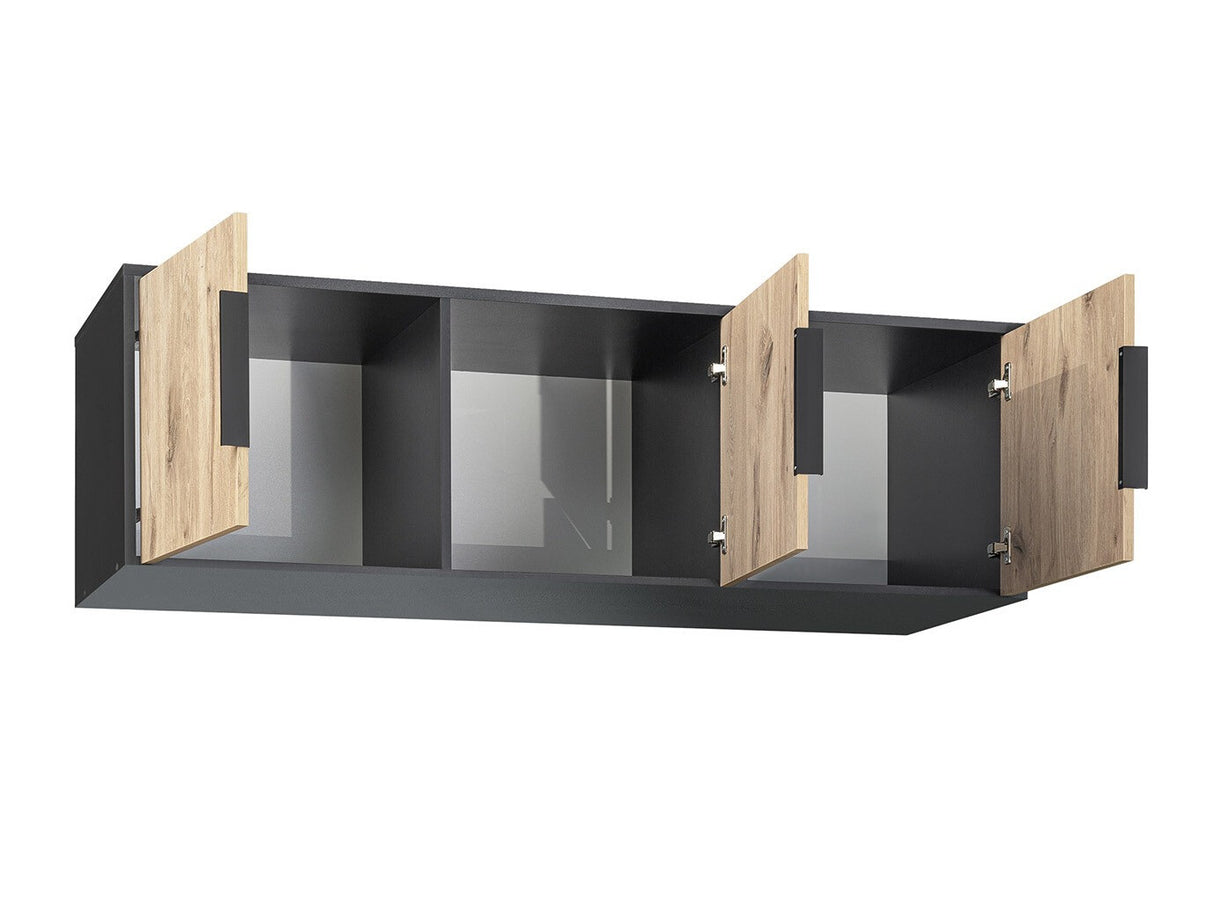 Gardróbszekrény Szafa LATI D3 + nadstawka Czarny/Dąb Viking/Lustro
