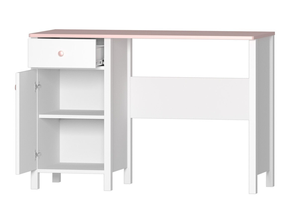 Fésülködő asztal Biurko LUNA LN-03 1D1S + Nadstawka LUNA LN-06 Biały / Róż + Biały Nadstawka LUNA 06 5902928146288